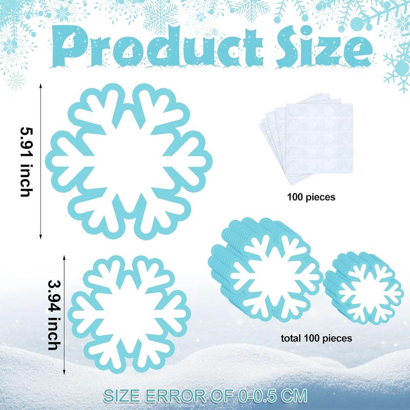 Geyee 100 Pcs Snowflake Cutouts Bulk Winter Bulletin Board Cutouts Decorations Paper Snowflakes DIY Snowflake Accents for Kids Classroom Party Supply(3.9 Inch) - Image 2